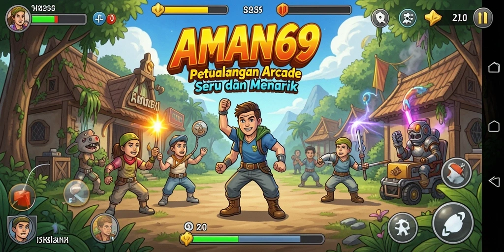 Tampilan seru gameplay AMAN69 yang penuh tantangan Arcade.