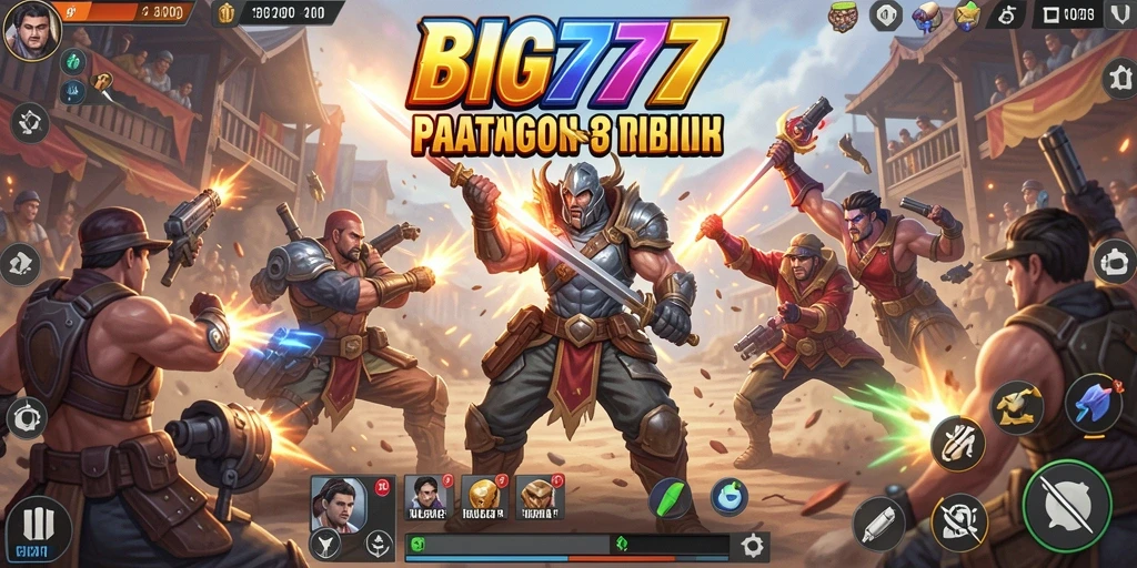 Gambaran gameplay intens dalam BIG777 saat bertarung di arena Battle Royale.