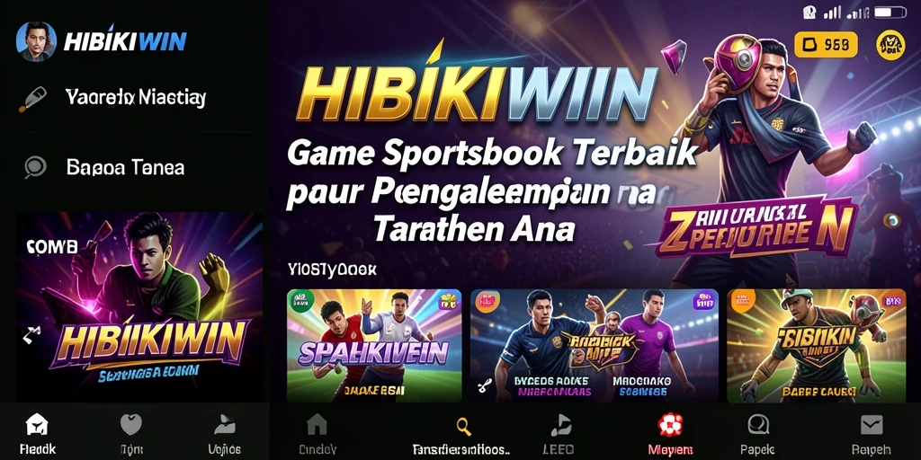 Tampilan gameplay HIBIKIWIN dengan fitur Sportsbook yang menarik.