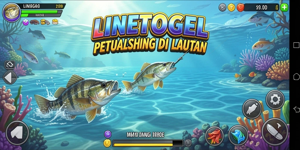 Screenshot gameplay dari LINETOGEL menunjukkan aksi memancing yang mendebarkan.