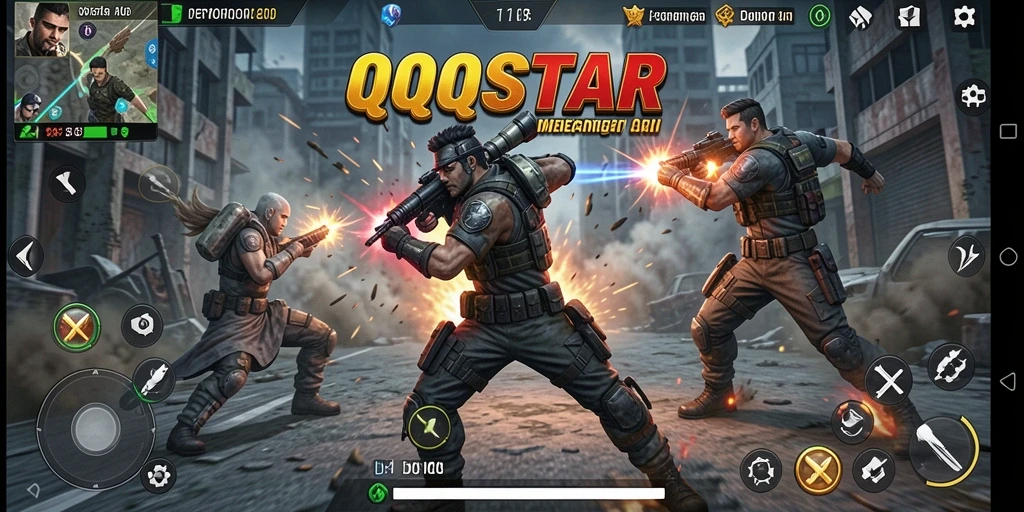 Menampilkan aksi mendebarkan dalam gameplay QQSTAR.
