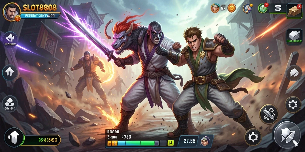 Tangkapan layar SLOT8808 menampilkan aksi pertarungan yang seru dan grafis yang menawan.