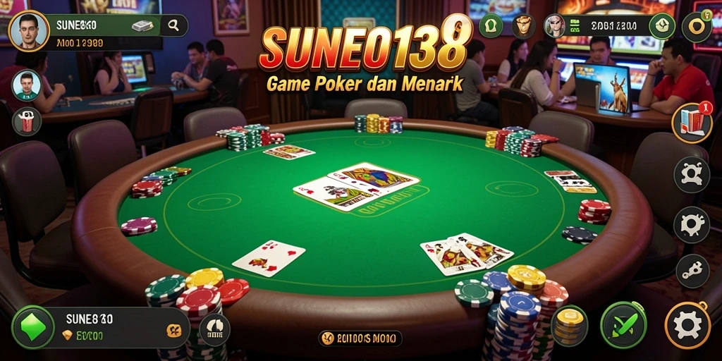 Tampilan permainan SUNEO138 dengan dealer dan pemain nyata.