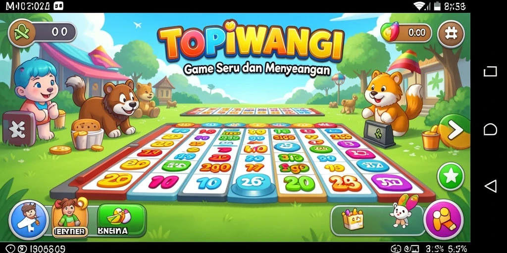 Screenshot gameplay TOPIWANGI menampilkan suasana Bingo yang ceria dan interaktif.